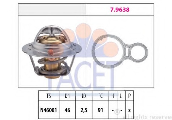 Термостат, охлаждающая жидкость 78524 FACET