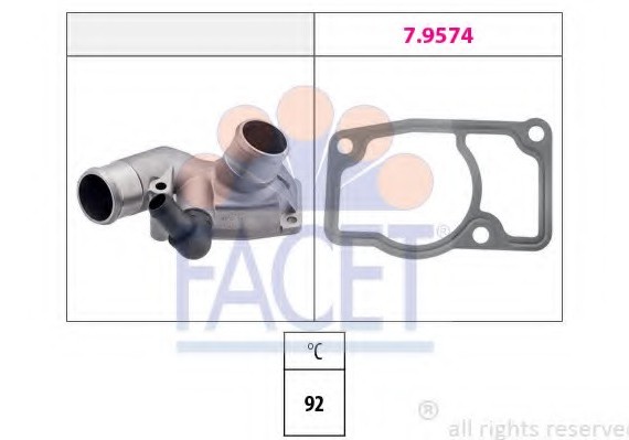 78347 FACET Термостат MB V (638/2)/Opel Astra G/Zafira A 2.0DI/DTI 16V/2.8i 97-11 (92C) з корпусом (7.8347) FACET