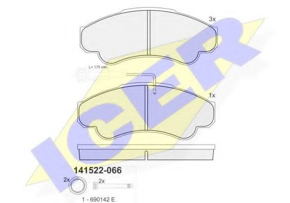 141522 ICER Комплект гальмівних колодок (дискових)