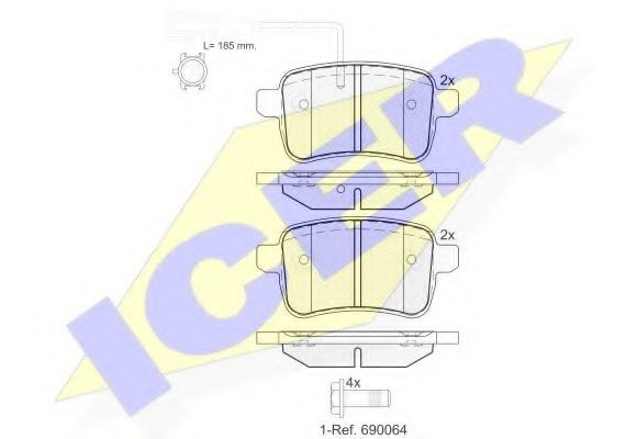 181995 ICER Комплект гальмівних колодок (дискових)