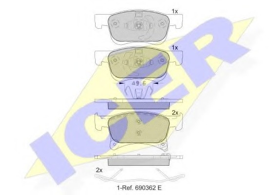 182221 ICER Комплект гальмівних колодок (дискових)