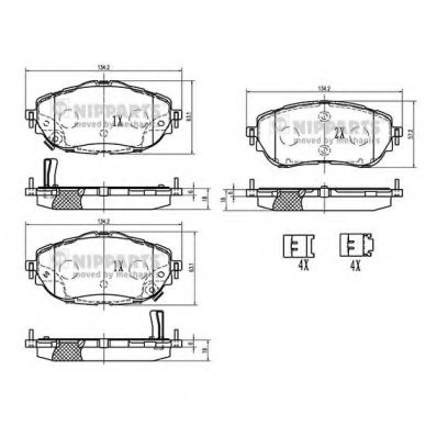 N3602150 NIPPARTS (Нидерланды) Гальмівні колодки, к-кт. N3602150 NIPPARTS