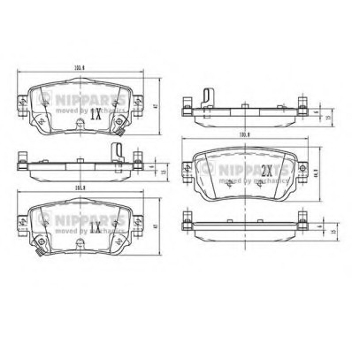 N3611060 NIPPARTS (Нидерланды) Гальмівні колодки, к-кт. N3611060 NIPPARTS