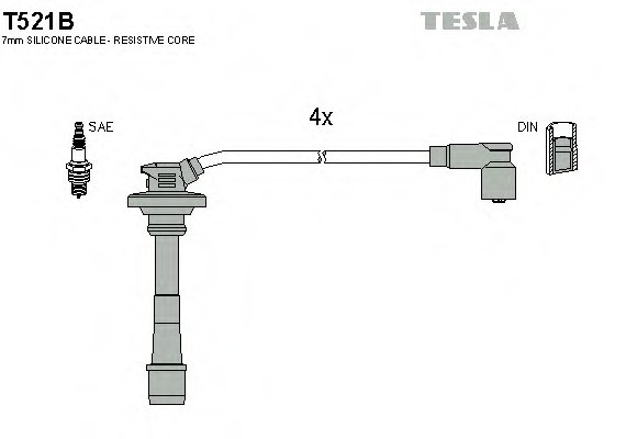 T521B TESLA (Чехия) ПРОВОДИ ВИСОКОВОЛЬТНІ КОМПЛ. T521B TESLA