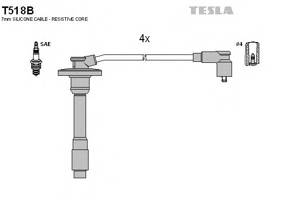 T518B TESLA (Чехия) ПРОВОДИ ВИСОКОВОЛЬТНІ КОМПЛ. T518B TESLA