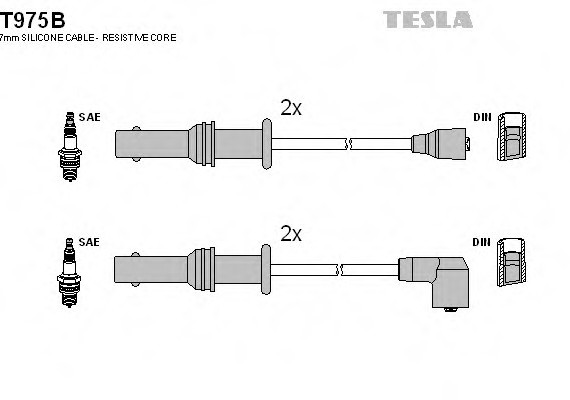 T975B TESLA (Чехия) ПРОВОДА Высоковольтные КОМПЛ. T975B TESLA