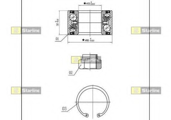 LO01327 Starline ПIДШИПНИК СТУПИЦI КОЛЕСА LO01327 STARLINE