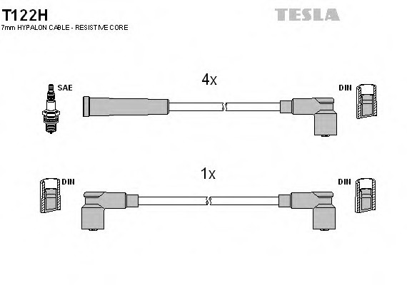 T122H TESLA (Чехия) КОМПЛЕКТ КАБЕЛЕЙ Зажигания T122H TESLA