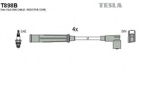 T898B TESLA (Чехия) КОМПЛЕКТ КАБЕЛЕЙ Зажигания T898B TESLA