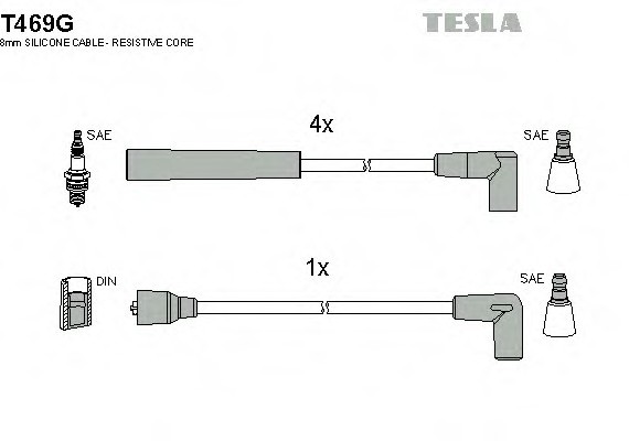 T469G TESLA (Чехия) Комплект кабелів запалювання T469G TESLA