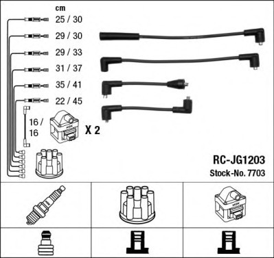 RCJG1203 NGK Комплект дротів запалювання RCJG1203 NGK