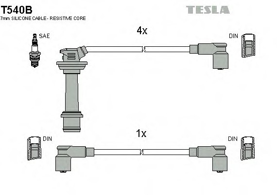 T540B TESLA (Чехия) Комплект дротів запалювання T540B TESLA