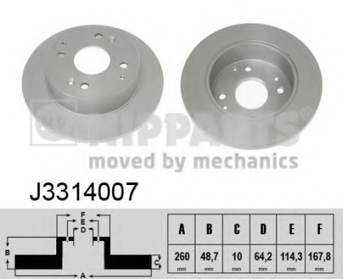 J3314007 NIPPARTS (Нидерланды) Диск тормозной задний J3314007 NIPPARTS