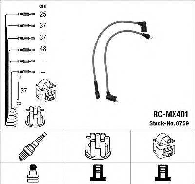 RCMX401 NGK Комплект проводов зажигания RCMX401 NGK