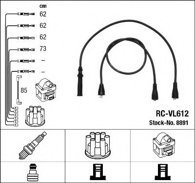 RCVL612 NGK Комплект дротів запалювання RCVL612 NGK