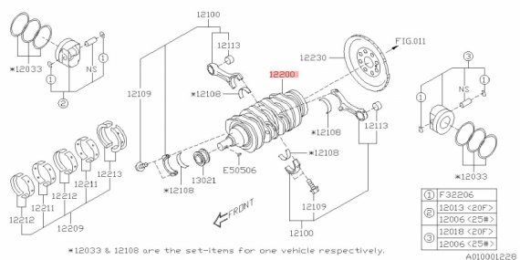 12200AA540 SUBARU КОЛНЧАТИЙ ВАЛ 36D 12200AA540 SUBARU