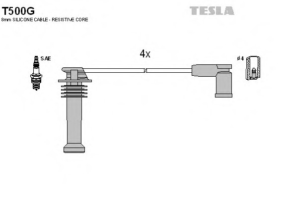 T500G TESLA (Чехия) Провода высоковольтные T500G TESLA