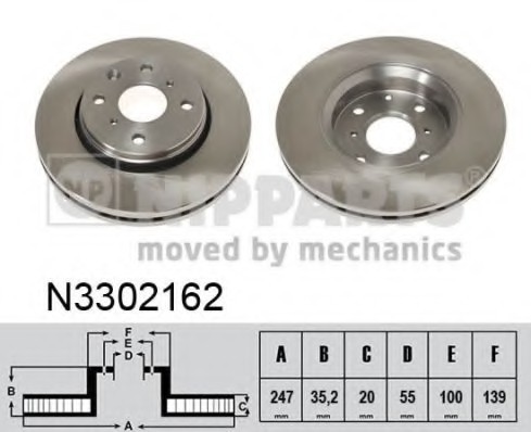 N3302162 NIPPARTS (Нидерланды) Гальмівний диск N3302162 NIPPARTS