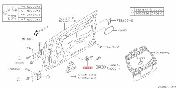 61124AG002 SUBARU КРОНШТЕЙН ДВЕРИ 61124AG002 SUBARU