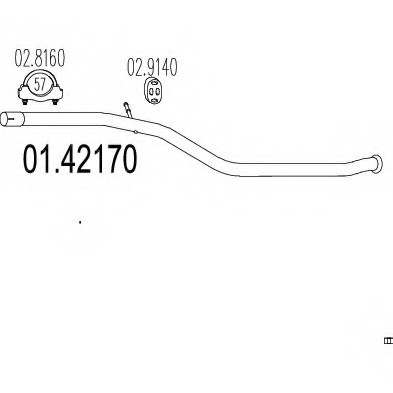 0142170 MTS(Италия) Труба вихлопного газу 0142170 MTS