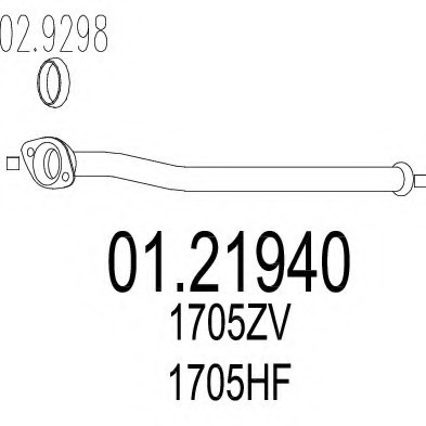 0121940 MTS(Италия) Труба вихлопного газу 0121940 MTS