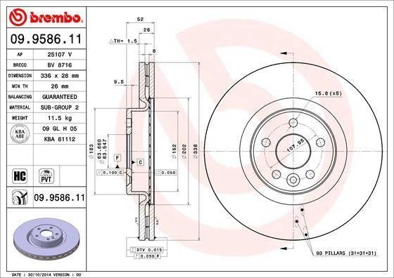 09958611 BREMBO (Германия) ДИСК ТОРМОЗНОЙ 09958611 BREMBO