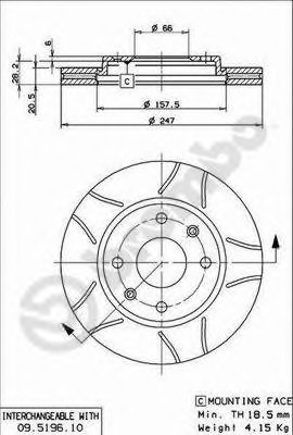 Тормозной диск 09519675 BREMBO