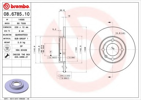 08678510 BREMBO (Германия) ДИСК ТОРМОЗНОЙ 08678510 BREMBO