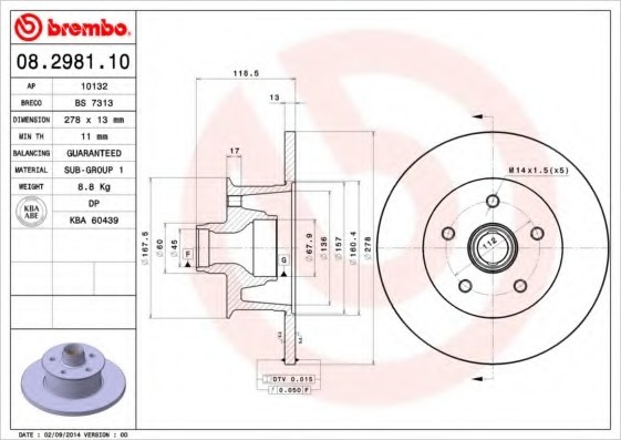 08298110 BREMBO (Германия) ДИСК ТОРМОЗНОЙ 08298110 BREMBO