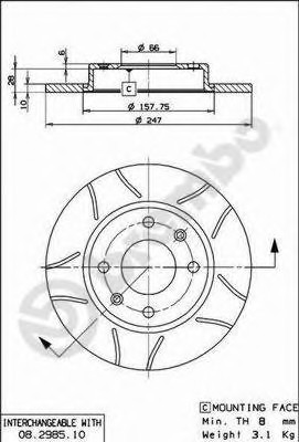 08298575 BREMBO (Германия) Тормозной диск 08298575 BREMBO