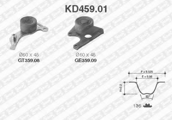 KD45901 SNR Комплект ременя ГРМ KD45901 SNR