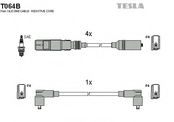 T064B TESLA (Чехия) ПРОВОДА Зажигания T064B TESLA