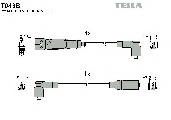 T043B TESLA (Чехия) ПРОВОДА Зажигания T043B TESLA