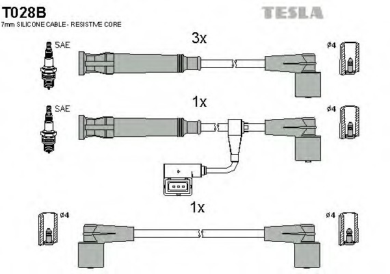 T028B TESLA (Чехия) ПРОВОДУ ЗАПАЛУВАННЯ T028B TESLA