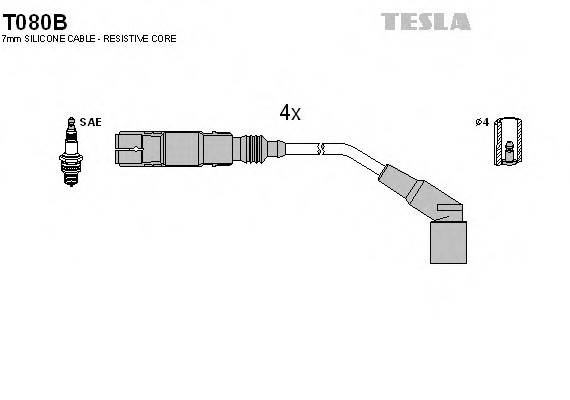 T080B TESLA (Чехия) ПРОВОДА Зажигания T080B TESLA