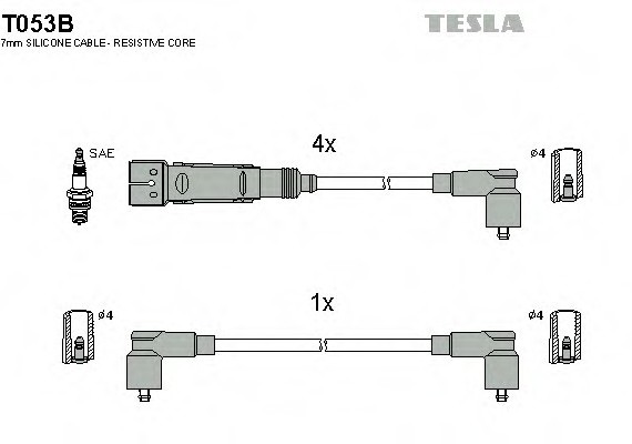 T053B TESLA (Чехия) ПРОВОДА Зажигания T053B TESLA