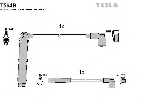 T564B TESLA (Чехия) ПРОВОДА Зажигания T564B TESLA