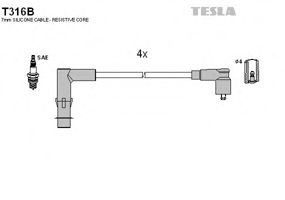 T316B TESLA (Чехия) ПРОВОДУ ЗАПАЛУВАННЯ T316B TESLA