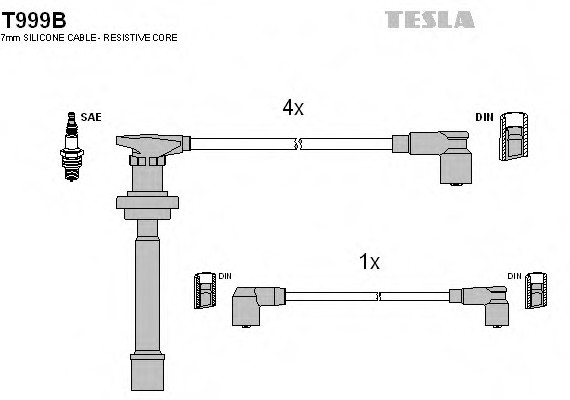 T999B TESLA (Чехия) ПРОВОДА Зажигания T999B TESLA