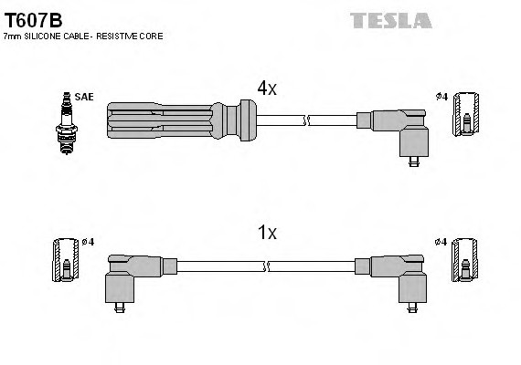 T607B TESLA (Чехия) ПРОВОДА Зажигания T607B TESLA