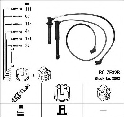 RCZE32B NGK Провода в/в 8863 RCZE32B NGK