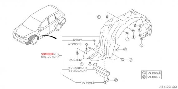 59110SG021 SUBARU Подкрылок 59110SG021 SUBARU