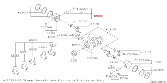 12006AC350 SUBARU Поршень 12006AC350 SUBARU