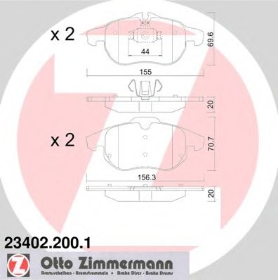 234022001 Zimmermann Колодки гальмівні дискові, к-кт