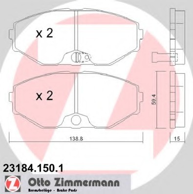 231841501 Zimmermann Колодки гальмівні дискові, к-кт