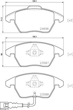 P85146 BREMBO (Германия) Колодка торм. диск. AUDI A3, TT передн. (пр-во BREMBO)