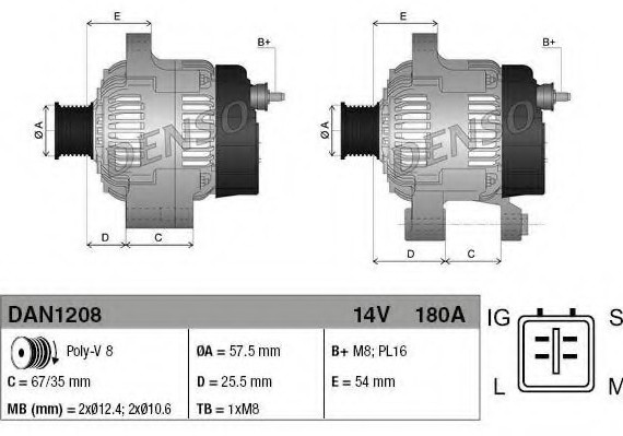 Генератор DAN1208 DENSO