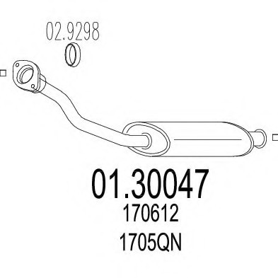 0130047 MTS(Италия) Передня частина вихлопної системи (Резонатор) MTS