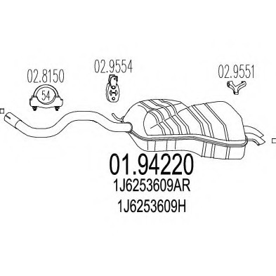 0194220 MTS(Италия) Задня частина вихлопної системи MTS