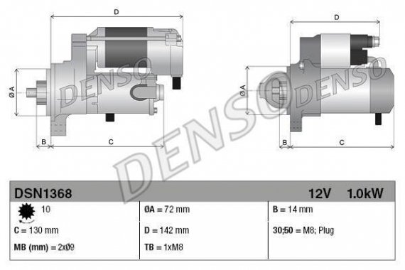 Фото стартер DSN1368 DENSO DSN1368 DENSO (Япония) DSN1368 DENSO (Япония) Стартер DSN1368 DENSO